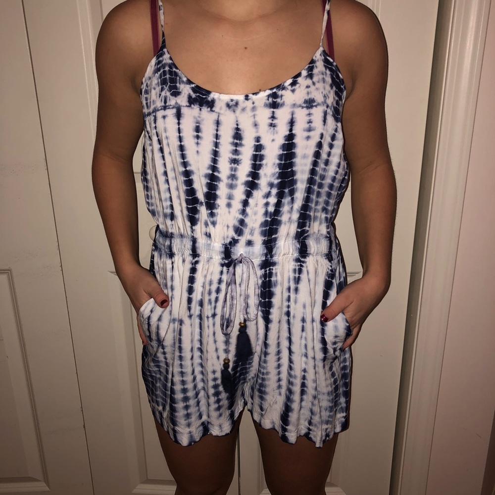 Blue tie dye romper